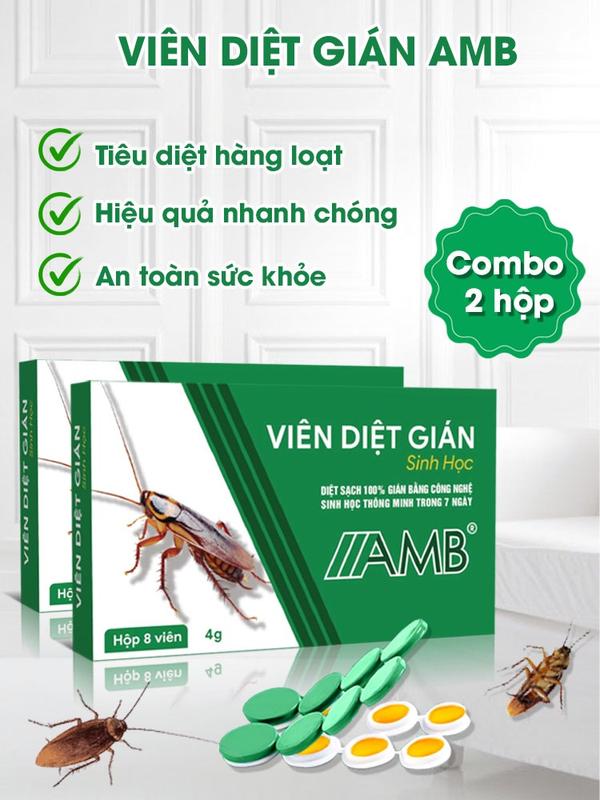 Combo 2 hộp viên diệt gián sinh học AMB thuốc diệt gián Đức hiệu quả nhanh chóng an toàn sức khỏe