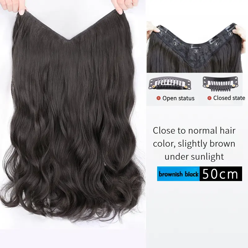 Bộ Tóc Giả Gợn Sóng Sâu, Một Mảnh, Tóc Xoăn Hình Chữ U, Trông Tự Nhiên Và Bồng Bềnh Tóc Nối 7