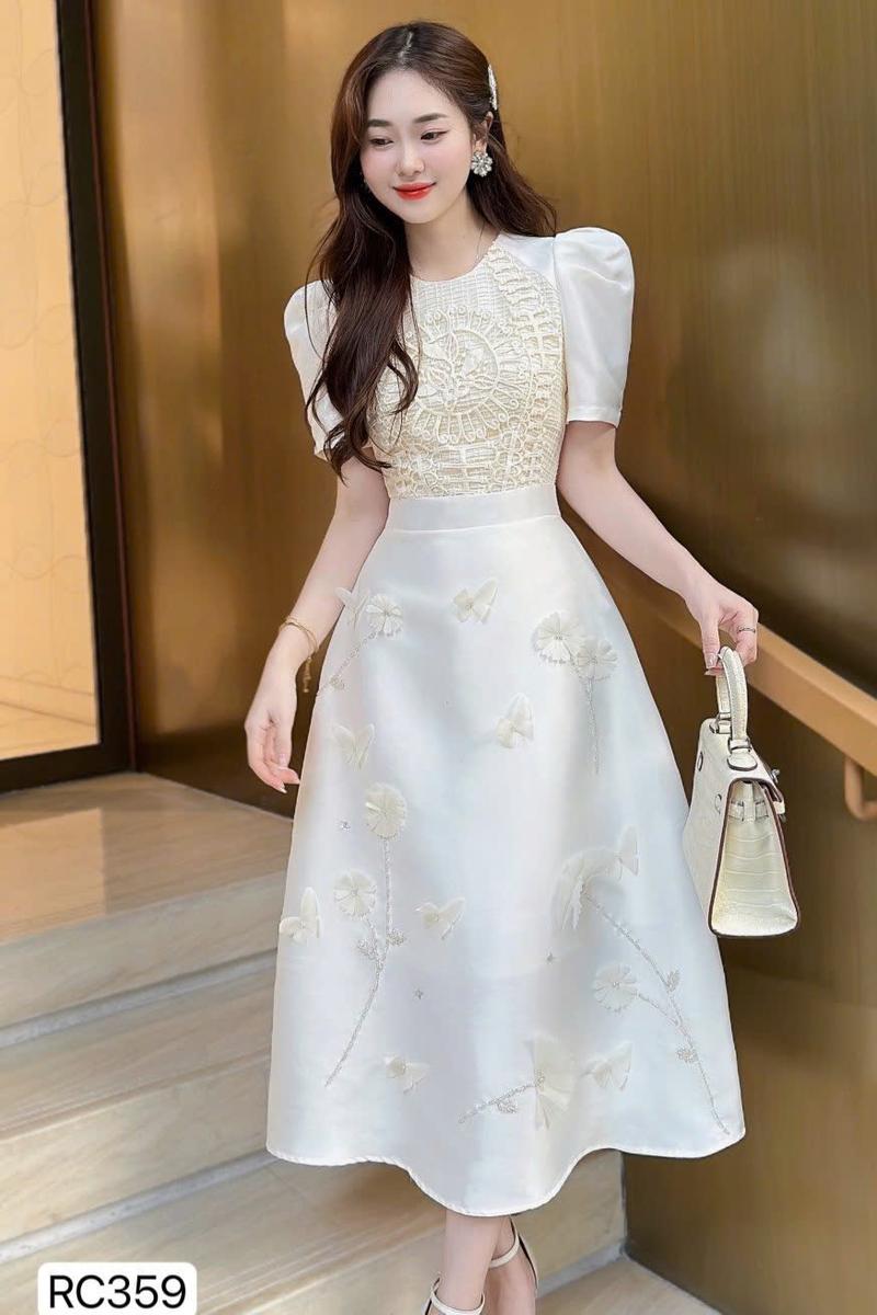 Product Introduction of RC359 VÁY ĐẦM DỰ TIỆC VÁY NỮ ĐẸP VÁY NÀNG THƠ TIỂU THƯ THANH LỊCH CÔNG SỞ Women Kem 6