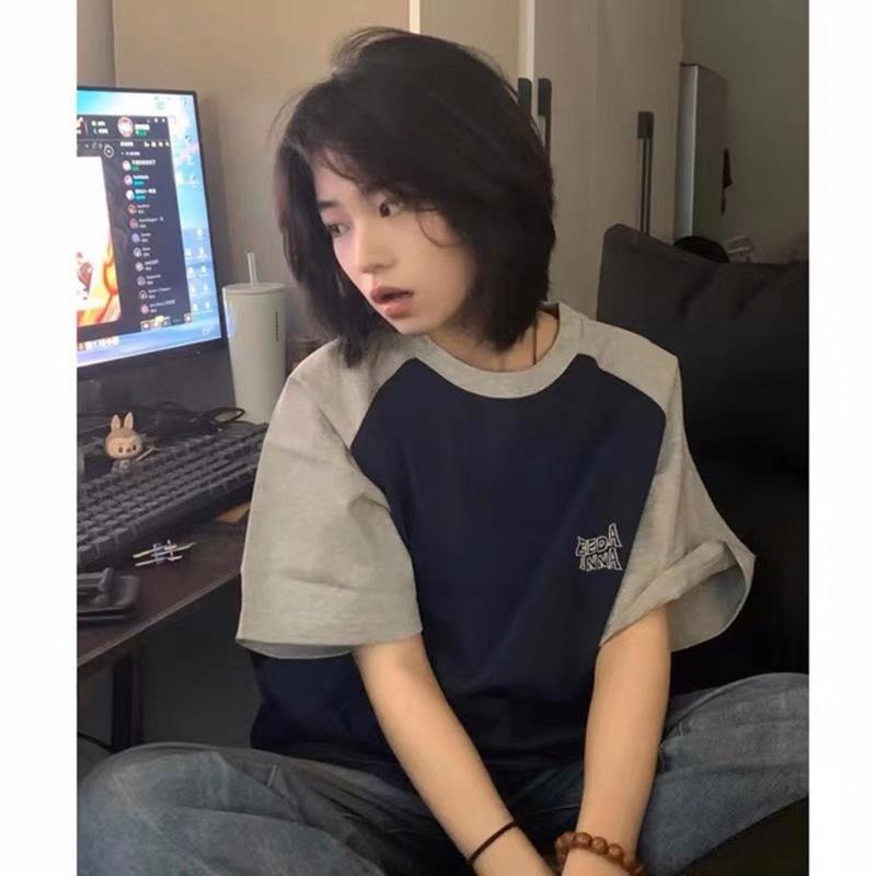 ENDA Áo thun phông Raglan logo tay nam nữ PINK tay lỡ form rộng ENDA Unisex Top Cổ Tròn Cotton Women