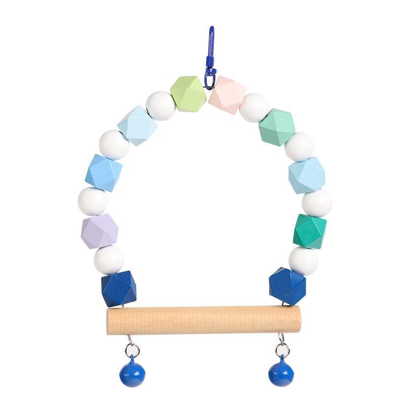 Product Introduction of Colorful Wooden Bird Perch Stand, Parrot Paws Grinding Stick Parrots Swing Toy, Bird Cage Hanging Decor for Budgie Parakeet Cockatiel Lovebird, Bird Supplies 14