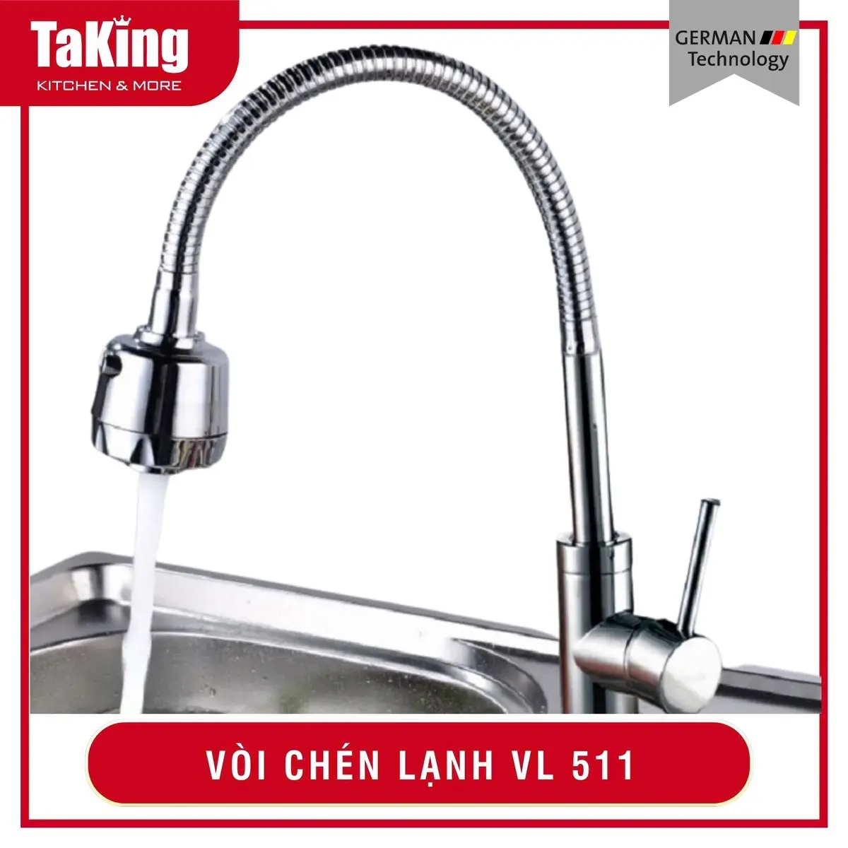 Vòi rửa chén lạnh VL 511 TaKing, inox 304 không hoen rỉ cao cấp