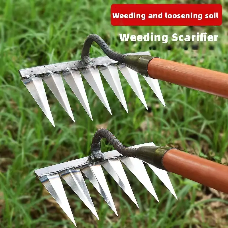 Ready Stock weeding rake Farm Tool weeding  loose soil accessories Rake Tooth Soil Loosening steel alat pertanian agriculture six-tooth Weeding hoe weeding Tools Alat berkebun taman