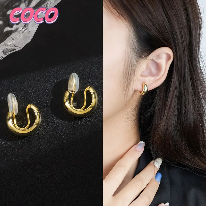 Celinda Anting Cooper Jepit Earring Clip Old Style Elegan Wanita Anting Hijab Hoop Jepit 0