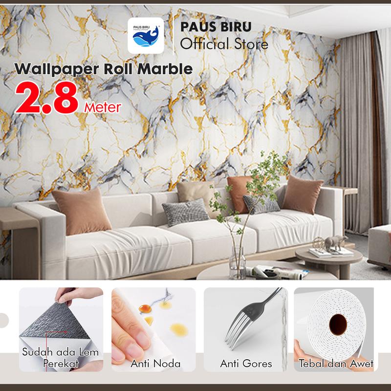 Wallpaper Dinding Motif Marble Roll  120 x 280cm Sticker Kamar Dekorasi PET  Panjang 2.8 Meter A58 1