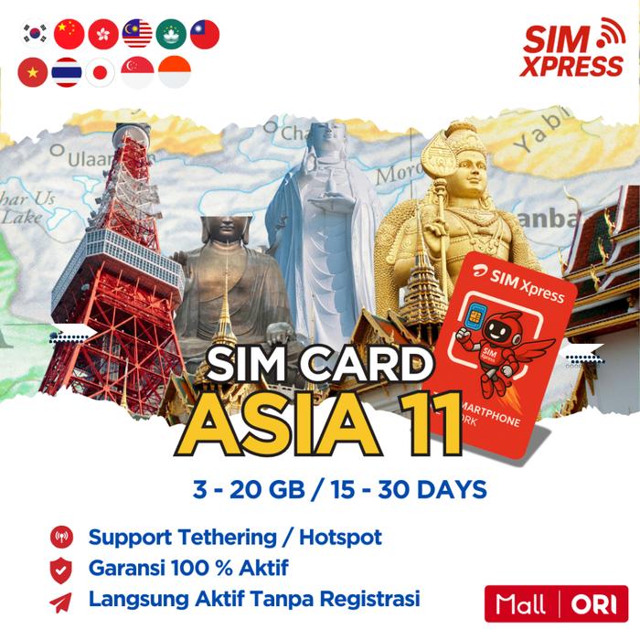 Gambar SIM XPRESS - SIM Card Asia 12 Indonesia, Singapura, Korea Selatan, China, Hong Kong, Malaysia, Macao, Taiwan, Vietnam, Thailand, Jepang,Filipina 3/5/10/20 GB Data | 3 - 30 Hari | Kartu SIM Fisik Roaming Langsung Aktif - 3GB, 15 HARI dari SIM XPRESS Kab. Malang 5 Tokopedia