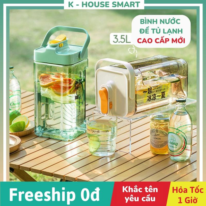 Bình đựng nước để tủ lạnh 3,5L nắp kín không rò rỉ mang đi du lịch chịu nhiệt -20 tới 100 độ C cao cấp