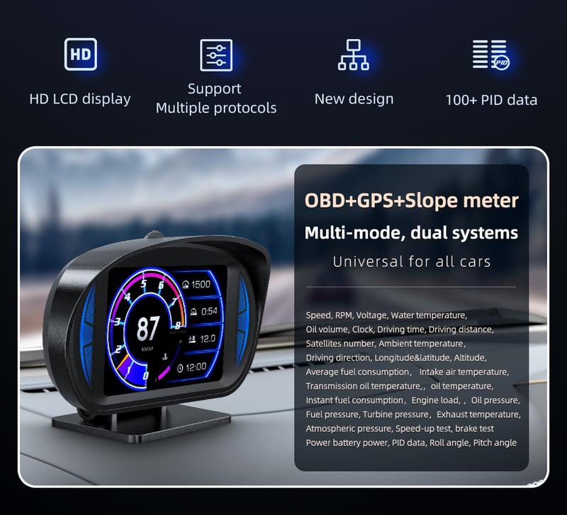 Product Introduction of Majesun P2 Car Digital Speedometer OBD2 GPS HUD Gauge Auto Display Alarm Water Oil Temperature Turbine Pressure on-board Computer 13