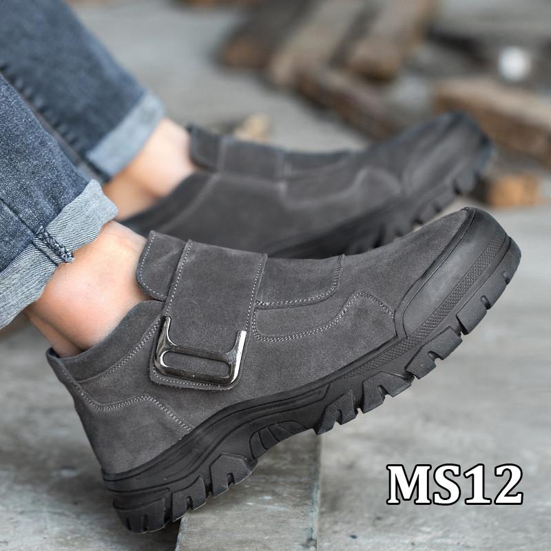  Giày bảo hộ không dây A Safety chống đinh chống va đập chống trơn trượt chính hãng cổ lửng da bò lộn kèm lót khử mùi giay  bao  Cao Su 