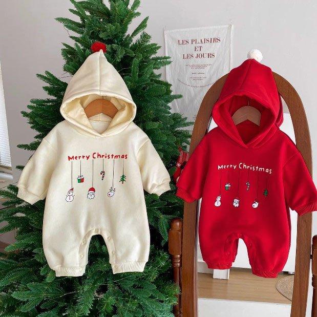 Quần áo trẻ em Chất Nỉ Bông ấm áp Bộ body cho bé họa tiết Giáng sinh đáng yêu Bodysuit cho bé trai bé gái từ 0-12M