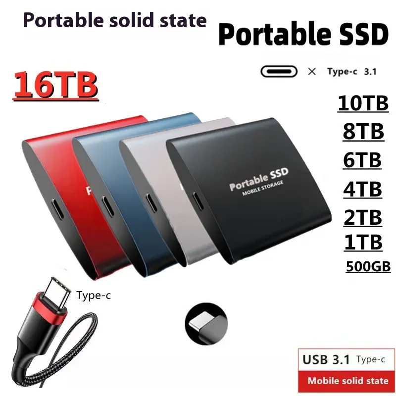 Mobile SSD 16tb 8tb 4tb Upgraded Large Capacity High-Speed Mobile Hard Disk