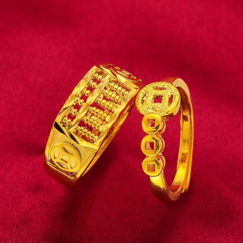 Luxury 24k Gold Plated Dragon Ring for Men's Open Vintage Rings Fade-Free Wedding Anniversary High Jewelry Gifts