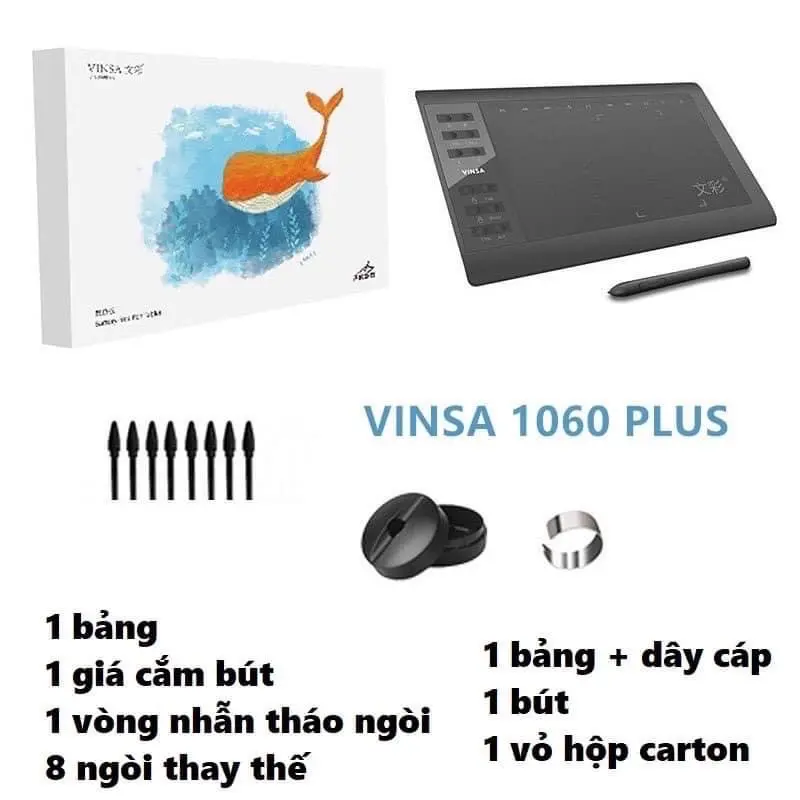 Bảng vẽ điện tử Vinsa 1060 kèm  bút  tương thích Window và Android - Phiên bản nâng cấp của Gaomon 1060 6