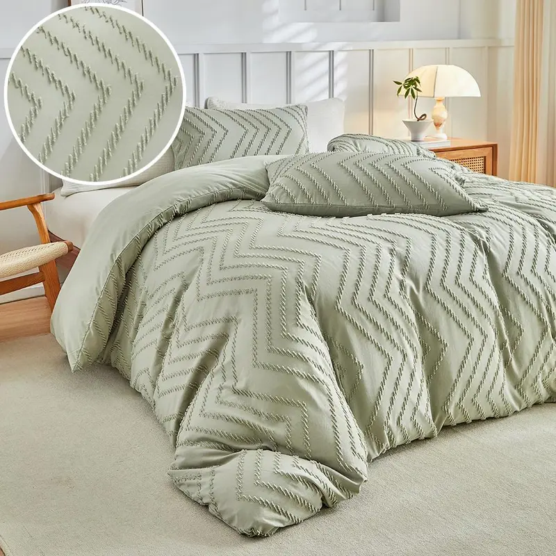 Soft Comfortable Bedding Set, 3 Counts/set Including 1 Count Wavy Print Duvet Cover & 2 Counts Pillowcases without Filler, Modern-Style Bed Sheet Bed Linen Bedding Set for Home Bedroom 4