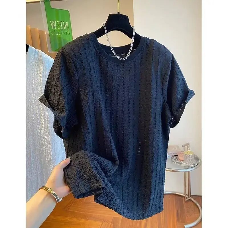 Áo Thun Khoét Lỗ Phong Cách Hàn Quốc, Hàng Châu Âu Thường Ngày Dáng Rộng Rãi, ngắn Tay Nam, Phong Cách Phương Tây, Đệm Vai, Hàng Mới Về Mùa Hè 2024 Menswear