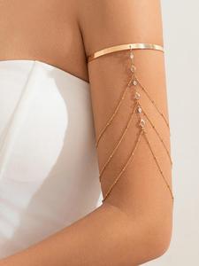 Brazalete de mujer con cristal artificial y decoración de cadena, joyería corporal a la moda para fiestas, decoración de ropa diaria, joyería comodín y exquisita para regalo de cumpleaños
