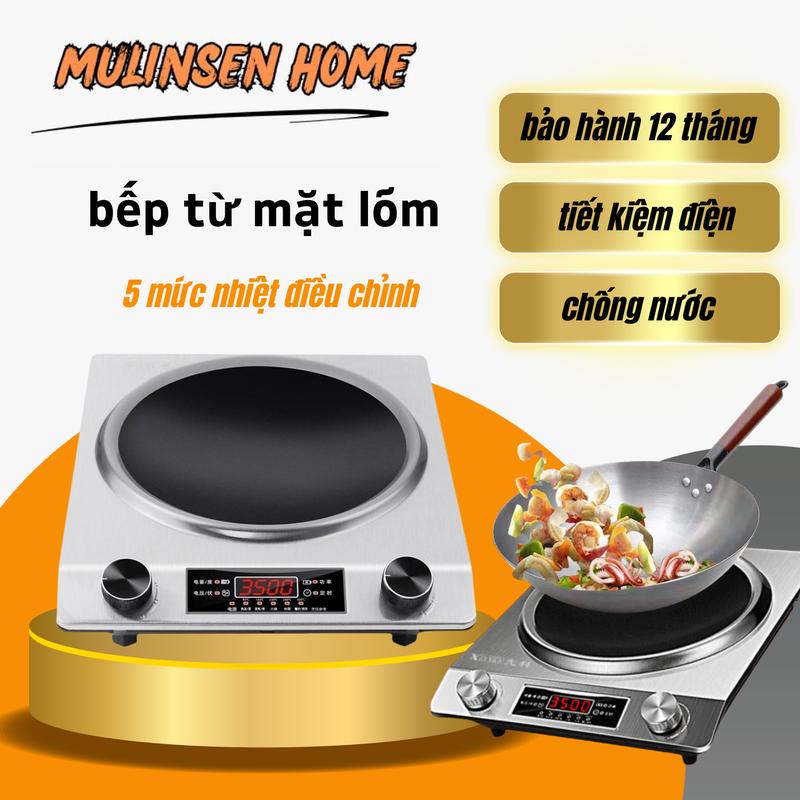 Bếp điện từ mặt lõm sử dụng cho nồi chảo inox-gang-thép cao cấp, Công Suất 3500W, 5 mức nhiệt, hẹn giờ, bảo hành 12 tháng