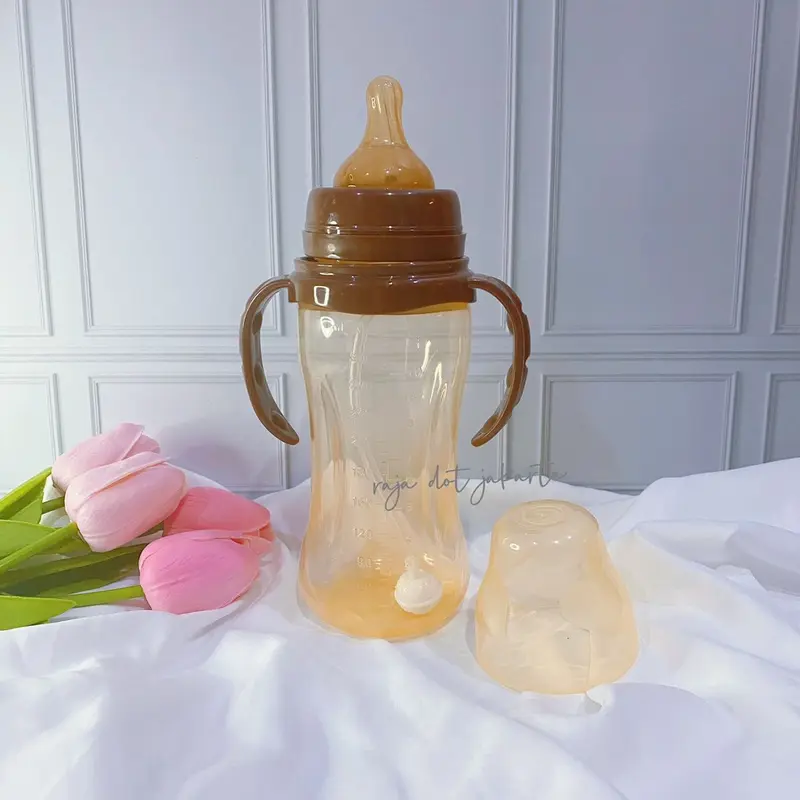 Botol susu jumbo 330ml dengan selang anti sedak sudah bpa free / botol gagang bahan tebal Bola Sedotan Accessories Bayi Minum Bottle 4