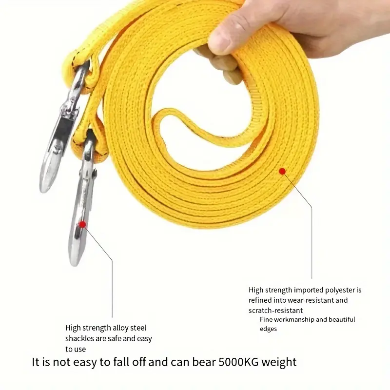 Dây kéo nylon, Chịu Lực, 5 tấn, với đai tái chế và túi lưu trữ xe khẩn cấp, Thiết yếu cho ô tô