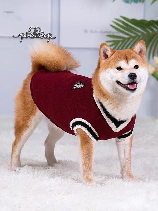 Áo chó lớn gile gắn huy hiệu chất liệu len lót nỉ mềm mại