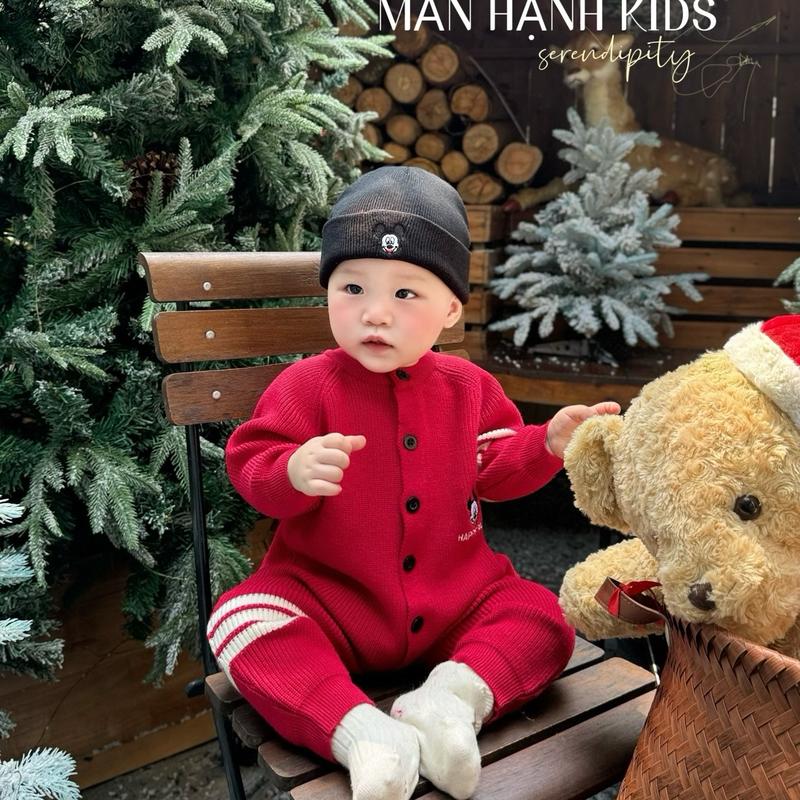 Len Body Micky màu đỏ (tặng mũ đội thêu mickey )mùa đông cho bé