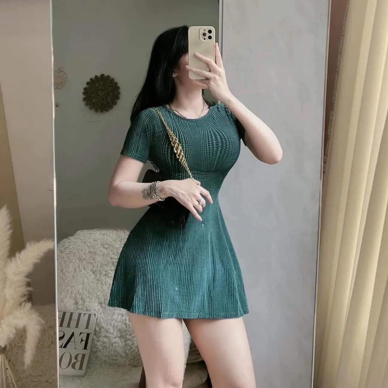 Đầm A nhung gạo