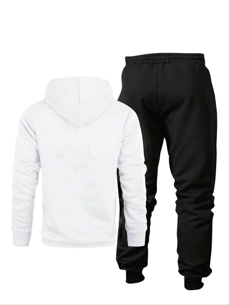 Product Introduction of Men's Regular Fit Rose Print Hoodie & Sweatpants Set, Casual Long Sleeve Hooded Sweatshirt & Jogger Pants, Men's Spring & Fall Clothes 2