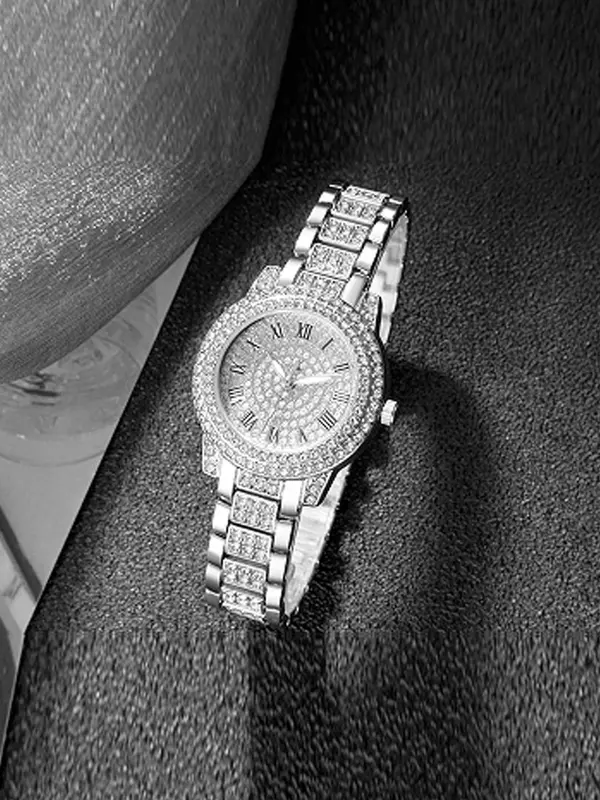 Women's Elegant Fashion Rhinestone Decorated Quartz Watch & Bracelet Set, Fashion Watch Set for Party, Daily Decor, Trendy All-match & Exquisite Watch Set for Gift 5