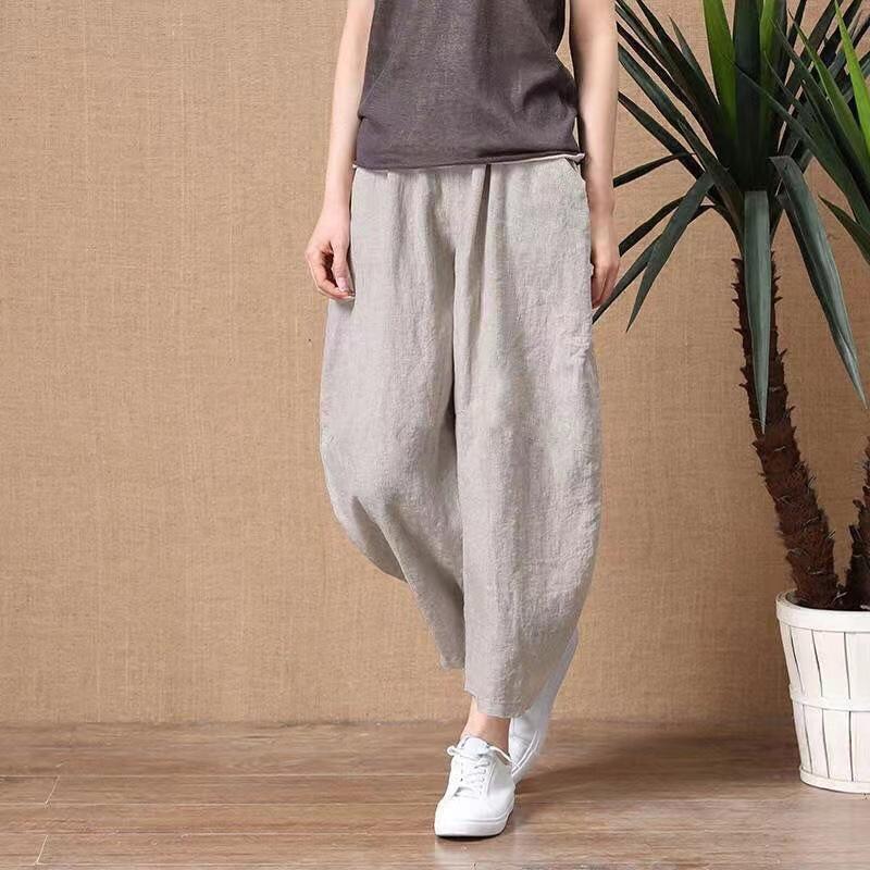 Quần Ống Rộng, Cỡ Nhỏ Và Cỡ Lớn, Dành Cho Nam Và Nữ, Chất Liệu Vải Lanh Và Cotton, Dáng Rộng Vừa Vặn, Dễ Phối Đồ, Dài Đến Mắt Cá Chân, Quần Thường Ngày Thích Hợp Mặc Ngoài Trời, Hàng Mới Về Mùa Hè 2024 Menswear Pants 2