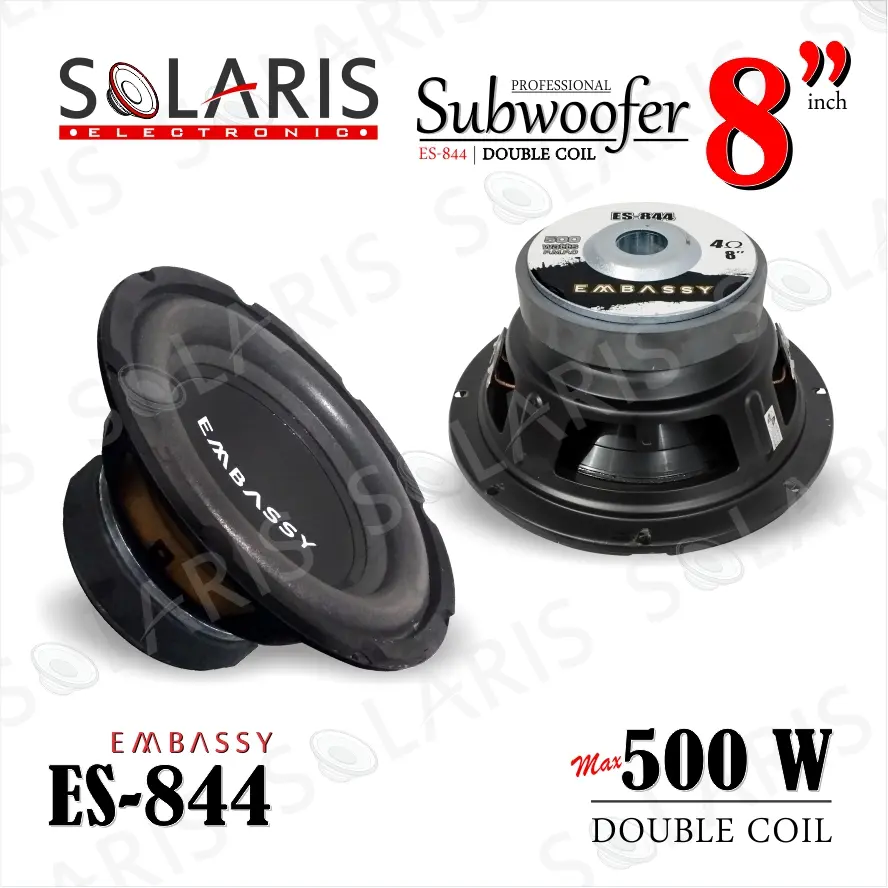 SUBWOOFER 8 Inch 500 Watt EMBASSY ES-844 DOUBLE COIL MAGNET BSESAR Bass Speakers