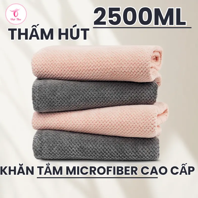 Khăn Tắm Microfiber Kháng Khuẩn Việt Thư Công Nghệ Nhật Mềm Mịn Thấm Hút 70x140cm Nhà Tắm 0