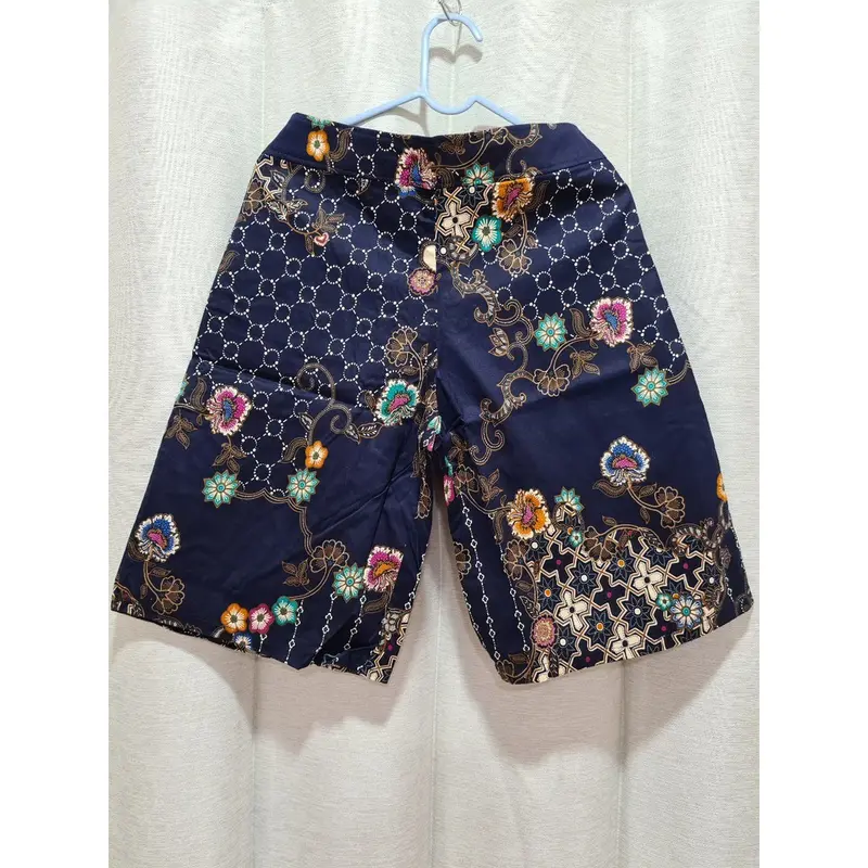 Ready!! Celana Kulot Dewasa 3/4 Motif Batik Kantong Katun Melar Stretch Shorts Wanita 3