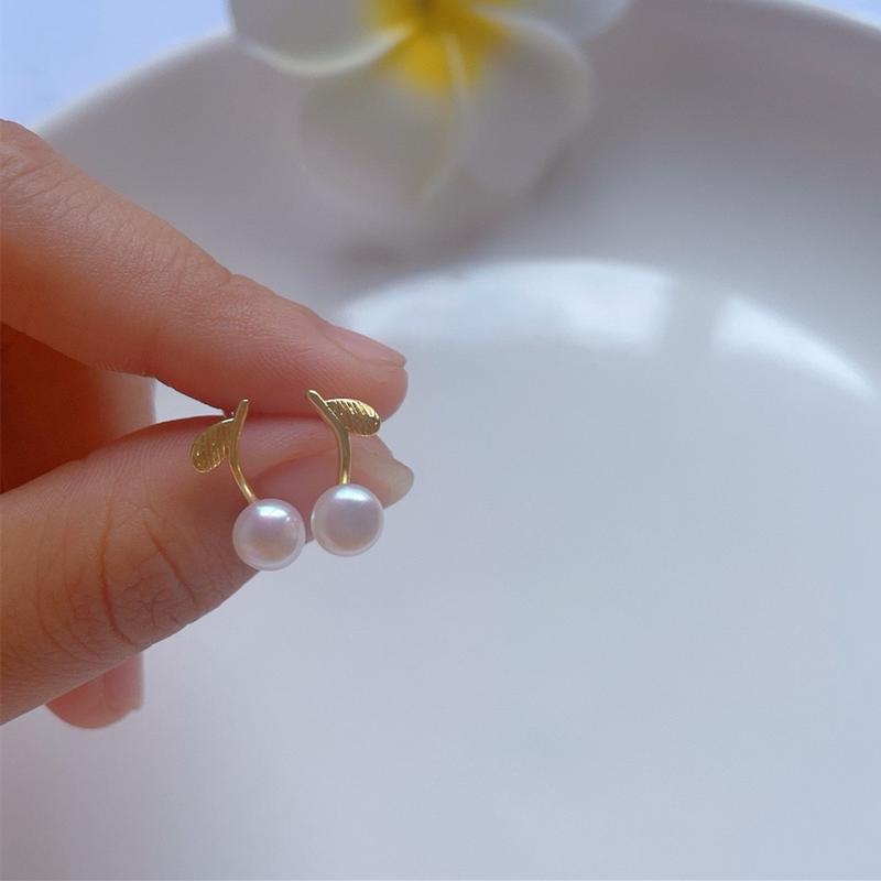 Natural freshwater white pearl leaf style earrings for women S25 silver ear needles for daily wear 6