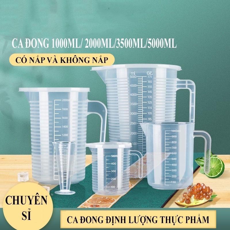 Ca đong định lượng có NẮP ĐẬY SIZE LỚN, nhựa dẻo chia vạch dày dặn, dung tích 3500ML, 5000ML