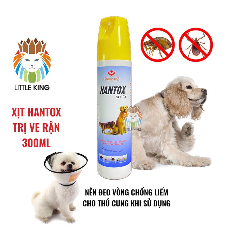 Xịt Hantox Spray diệt bọ chét ve chấy rận ghẻ chó mèo 300ml, diệt mạt gà, các loại bọ trên gia súc gia cầm