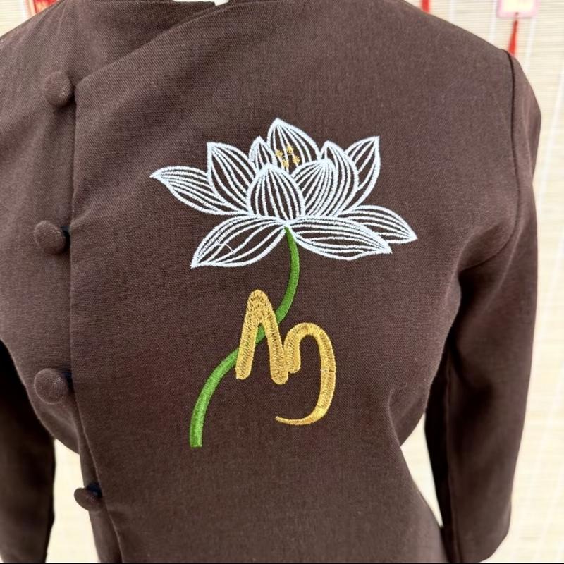 Product Introduction of Đồ Lam Đi Chùa - Pháp Phục Thêu Chữ An , Tay Áo Lỡ Truyền Thống - Vải Xược Hàn - Quần Ống Suông Lưng Thun - Mã N42 7