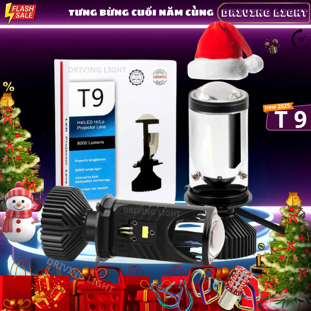 Đèn Pha Bi Cầu Mini T9 New 4-2024 - Cắt Sáng Chống Chói Nét , Chân H4 Lắp Đặt Như Zin Cho Ô tô - Xe Máy#led#T9#dochoixemay, Phụ Tùng