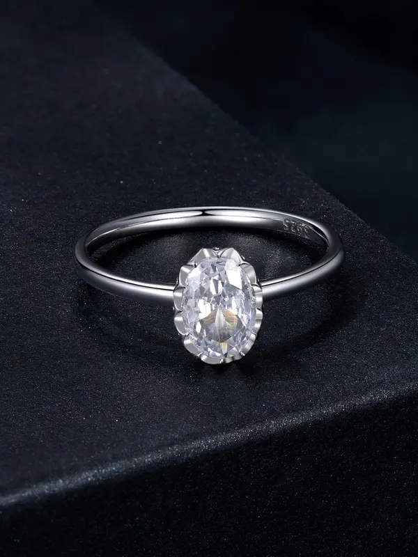 S925 Sterling Silver Synthetic Moissanite Ring, Fashion Jewelry for Party, Daily Clothing Decor, Trendy All-match & Exquisite Jewelry for Birthday Gift 6