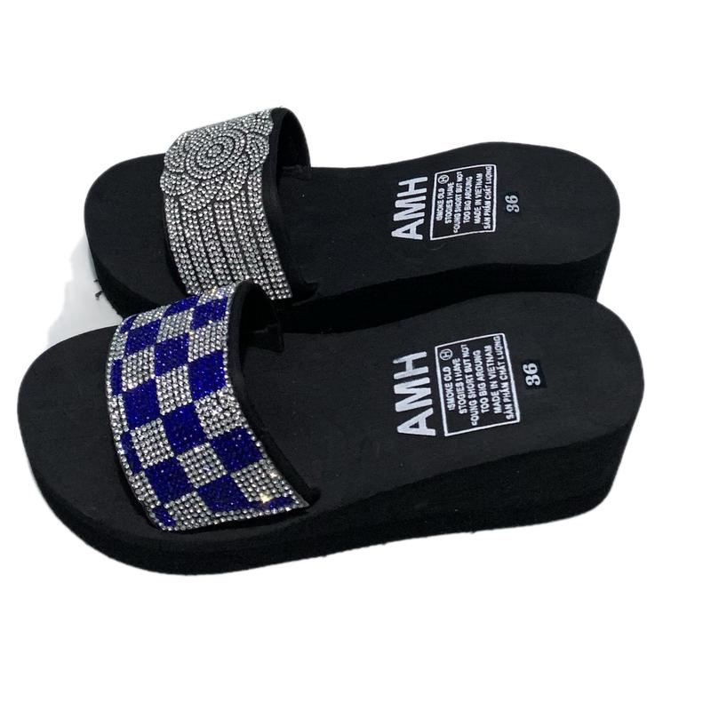 Dép quai ngang đính đá đế xốp đúc 5cm - 7cm - 9cm - 12cm ( chân tròn , đầy tăng 1 size ) 6