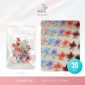 Shinycat 30pcs Hiasan Aksesori Kuku Bunga Lily Es Kristal 3D Soft Sculpture Warna Campuran DIY Manicure Dekorasi Nail Art