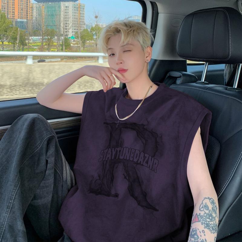 Product Introduction of Waistcoat Vest Men's American Street Summer Fashion Brand Pu Shuai Retro Heavy Loose Sports Sleeveless T-shirt 5