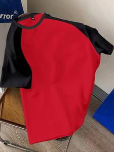 Men's Colorblock Short Sleeve Tee, Regular Fit Casual Fashion Round Neck T-shirt for Summer, Men's Top for Daily Wear