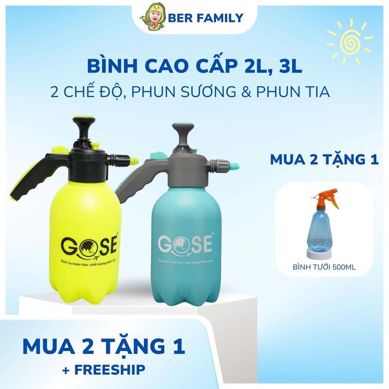 BER FAMILY Bình xịt tưới cây cảnh 2L/3L vòi phun sương đồ làm vườn bền đẹp.