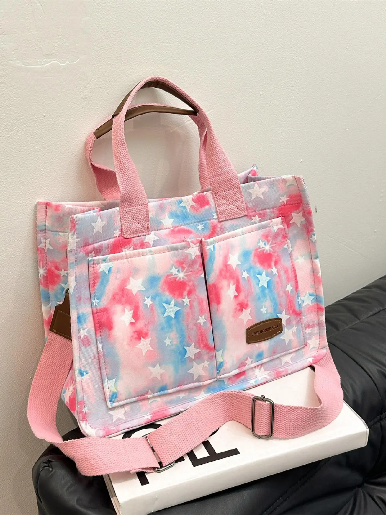 Women's Colorblock All Over Print Multi-pocket Tote Bag, Simple Magnetic Closure Handbag, Fashionable Large Capacity Shoulder Bag for Daily Used, Casual Trendy Versatile High-quality Daily Commuting Bag