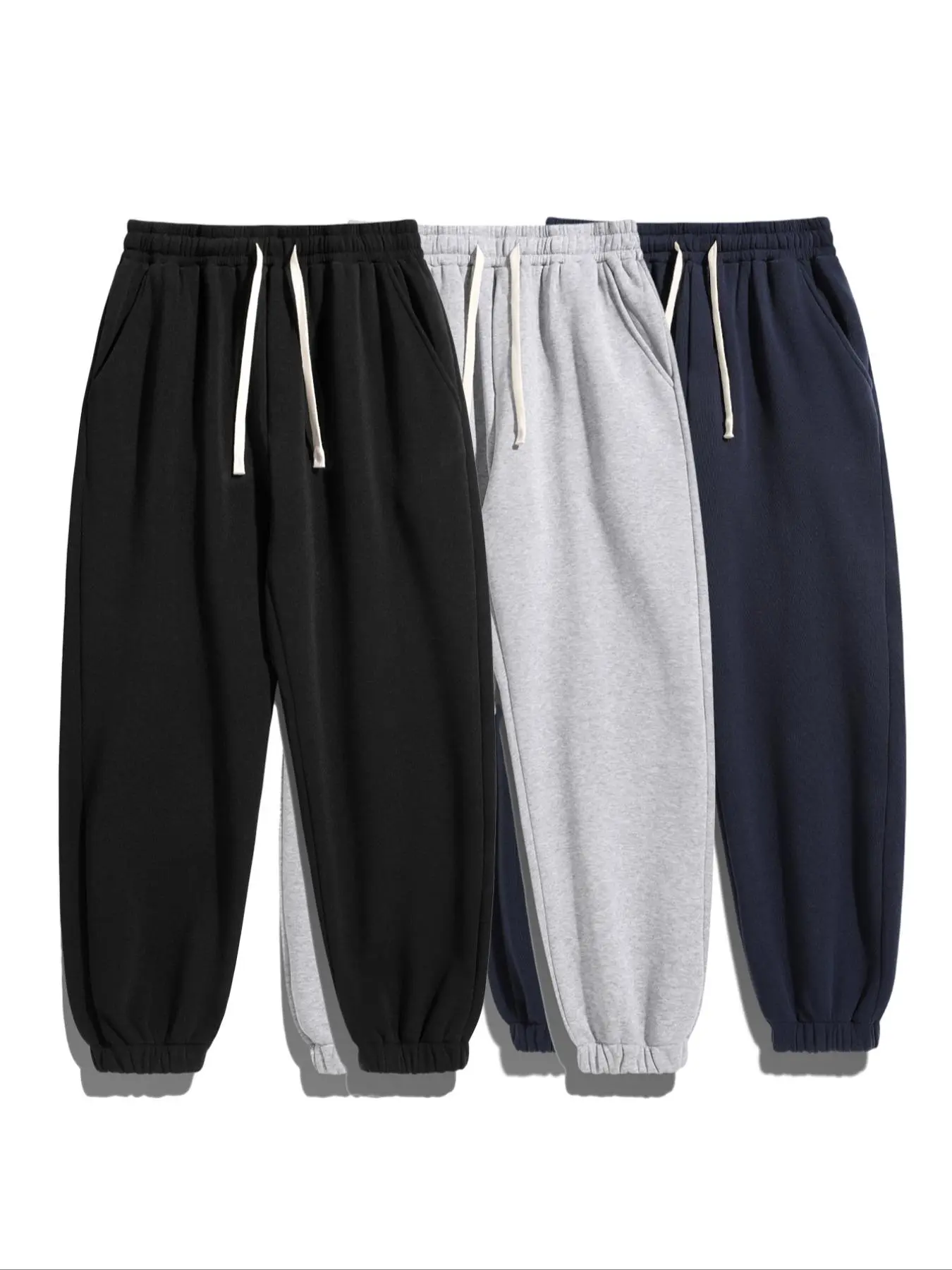 Men's Solid Color Drawstring Waist Sweatpants, Casual Comfy Loose Fit Pocket Jogger Pants for Daily Wear, Men's Trousers for All Seasons , Pants for Men