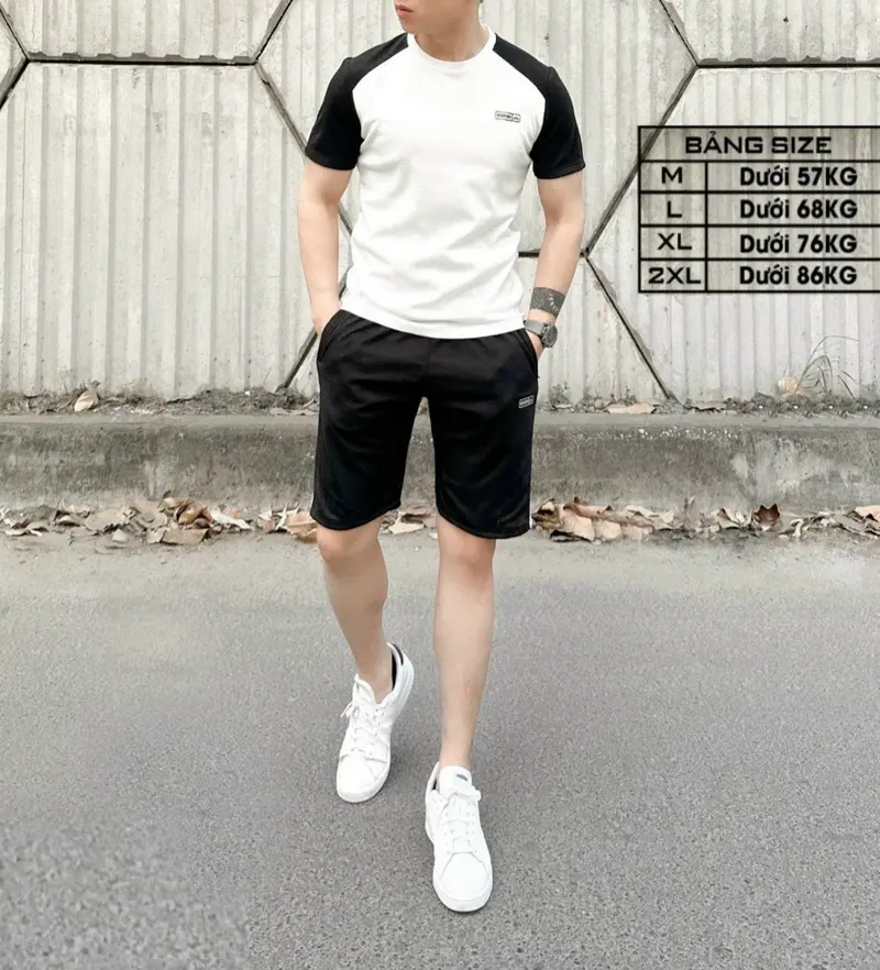 Bộ thể thao MIGDOMO thiết kế tay Raglan vải cotton tổ ong co giãn thoáng mát Tập Gym