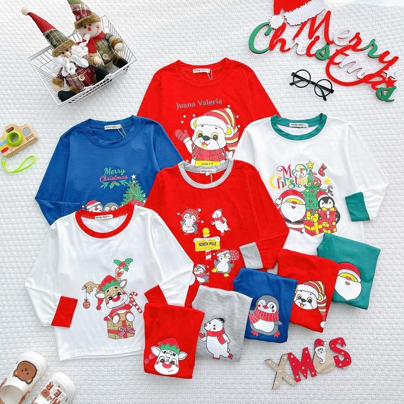 NOEL 001 (9-26kg) Bộ Dài Tay Noel Chất Thun Lạnh Minky Cho Bé Trai Bé Gái, Chất Thun Lạnh Mềm Mịn Mát Có Độ Co Giản 4 Chiều Dành Cho Bé Cao Dưới 1m25 Jean