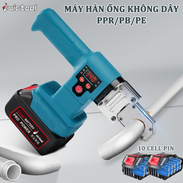 Victool Máy hàn ống nhiệt Máy hàn ống nước nóng ppr Máy Hàn Ống Nhựa Không Dây 1400W-5 Đầu Khuôn Thay Đổi,Máy hàn nhiệt ống nước,Hiển Thị Nhiệt Độ Kỹ Thuật Số,Máy Hàn Ống Nhựa PP/PPR Không Dây