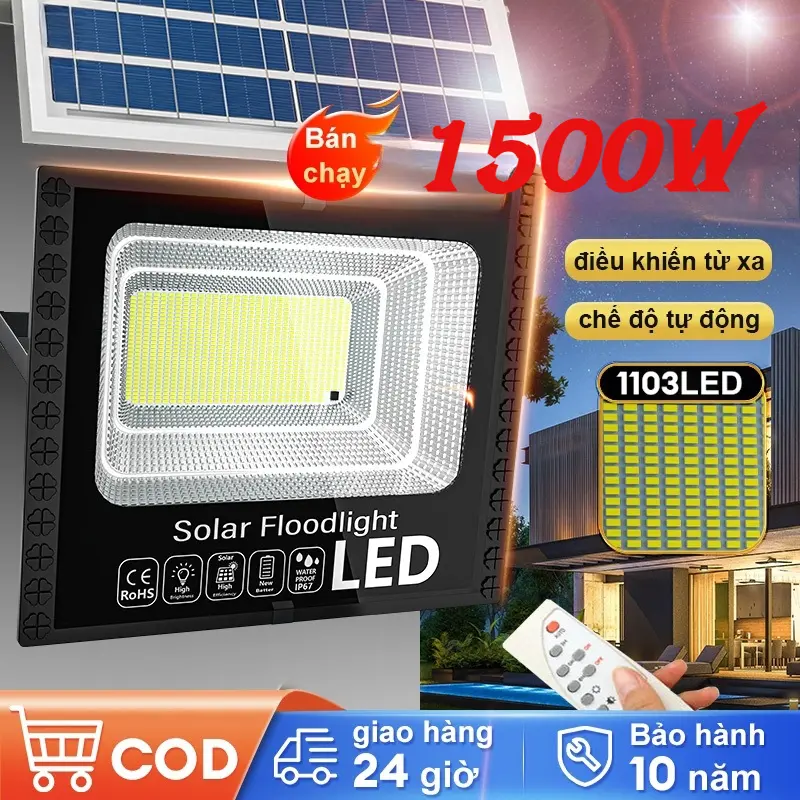 đèn năng lượng mặt trời 1500W Đèn LED năng lượng mặt trời ngoài trời chống nước IP67 Đèn năng lượng gia đình Bảo hành10n solar  light  chính  hãng đèn  năng  lượng  5000w  chính  hãng đèn  năng  lượng  20000w đèn  năng  lượng  1500w  chính  hãng  cay den