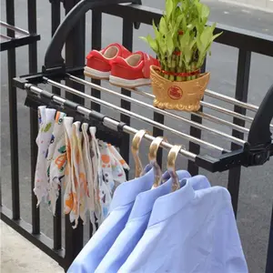 Jemuran Pakaian Gantung Luar Portable / Rak Hanger Pakaian Baju Celana  Sepatu Gantungan Jemuran Handuk Baju Serbaguna / Jemuran Tiang Gantung / Jemuran Pakaian Balkon Bongkar Pasang Dapat Dilipat Hemat Tempat Besi Tahan Karat